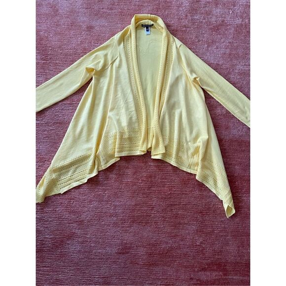 “cable & gauge” open front yellow cardigan - Picture 3 of 6
